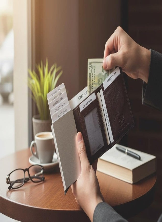 ريف مارك محفظة بطاقات جلدية أصلية من ريفمارك، تحتوي على أكثر من 9 فتحات للبطاقات، وفتحة لبطاقة الهوية، وإغلاق مغناطيسي، وجيب للعملات المعدنية والنقود، وحافظة بطاقات منبثقة من الألومنيوم، وضمان لمدة عام، ومزودة بتقنية RFID (بني). - Image 2